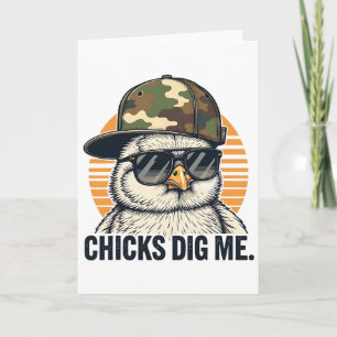 Carte Poules vintage me creusent Camo de Pâques Garçons