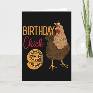 Carte Poulet 9e anniversaire Chick Cluck Rn Party Ferme 
