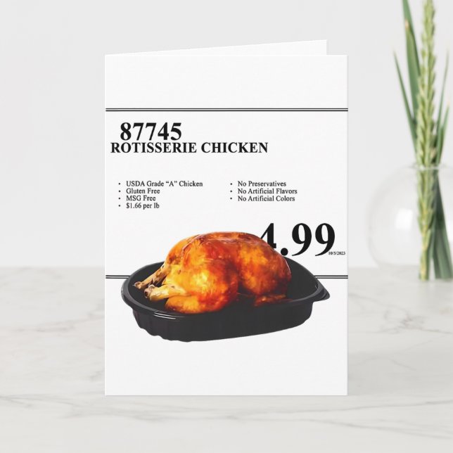 Carte Poulet à la broche 4.99 Drôle de poulet  (Devant)