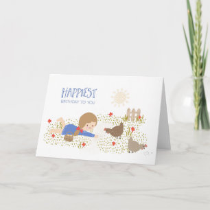 Carte Poulet Anniversaire Ferme Animale Nostalgie