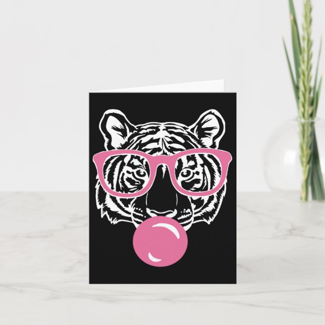 Carte Poulet Bubble Gum Tiger Smart Rose Gles Chat Et T (Devant)