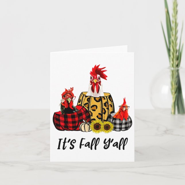 Carte Poulet C'est Automne Y'all Leopard Citrouille Auto (Devant)