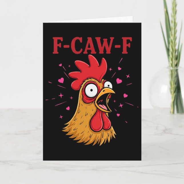 Carte Poulet choqué Oiseau drôle Saint-Valentin Hommes F (Devant)