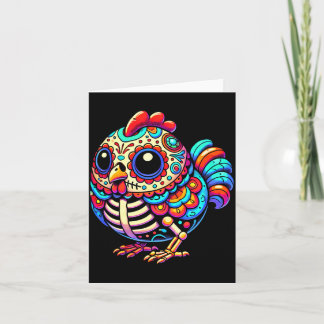 Carte Poulet Crâne de Sucre Coloré Día De Los Muertos