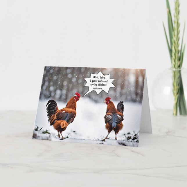 Carte Poulet Dans La Neige Humour Anniversaire (Devant)