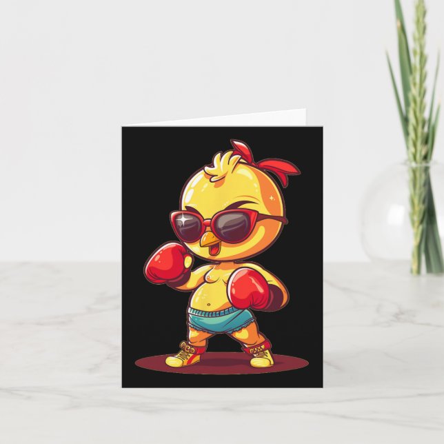 Carte Poulet De Boxe Avec Costume De Sungles (Devant)