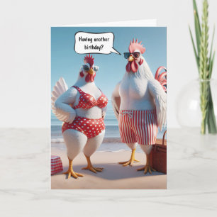 Carte Poulet D'Humour Anniversaire Sur La Plage