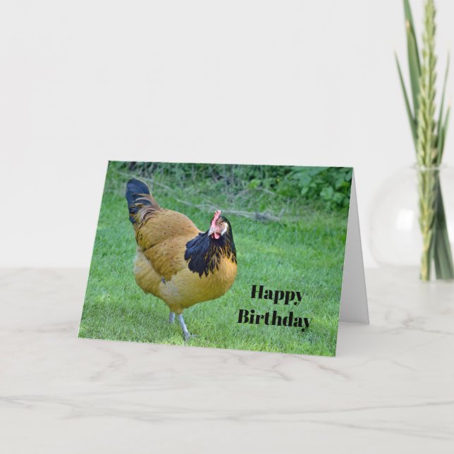 Carte Poulet d'or et noir Vorwerk Photo Anniversaire (Devant)