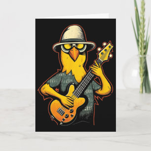 Carte Poulet en caoutchouc jouant de la guitare électriq