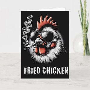 Carte Poulet frit Sungles fumant de l'herbe Funny
