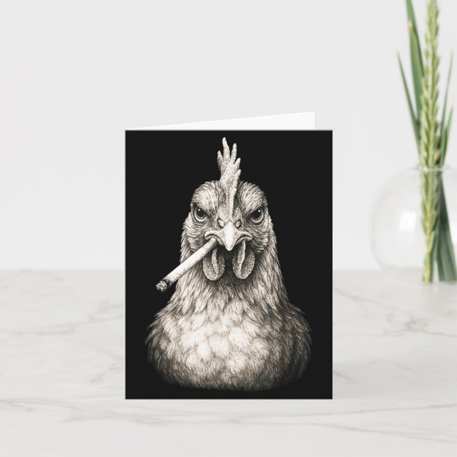 Carte Poulet fumant cigarette drôle Génération Z Mème Fe (Devant)