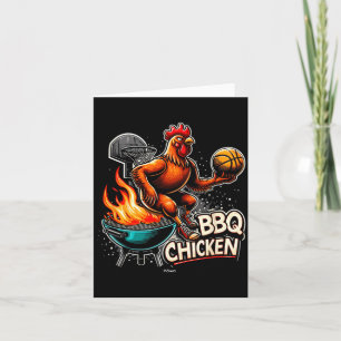Carte Poulet grillé BBQ jouant au baseball enflammé