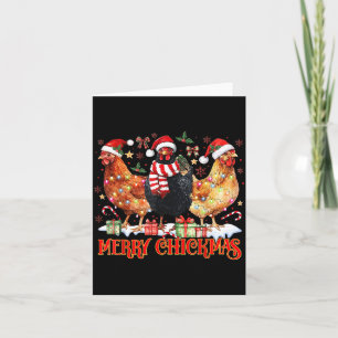 Carte Poulet Noël Joyeux Chickmas Chapeau de Père Noël F