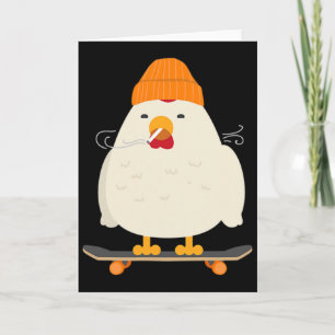 Carte Poulet Skateur Cool Planche à Roulettes