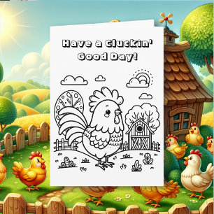 Carte Poulet sur Ya   Coloriage amusant