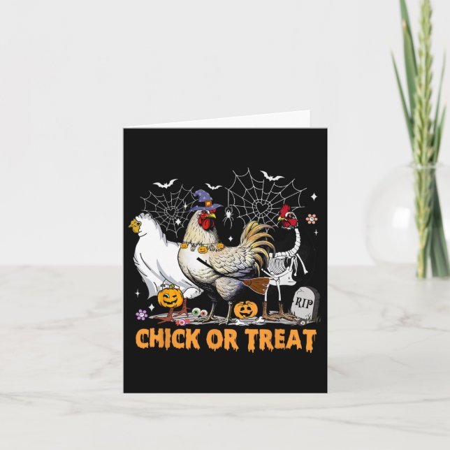 Carte Poulets Citrouilles d'Halloween poussin ou traitem (Devant)