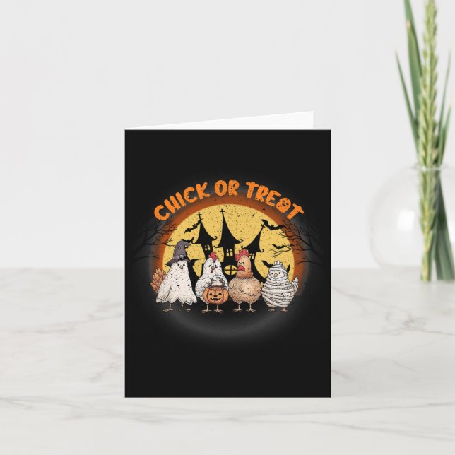Carte Poulets d'Halloween Squelette Chick Ou Treat Éffra (Devant)