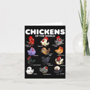 Carte Poulets du monde dessins animés drôles de races de