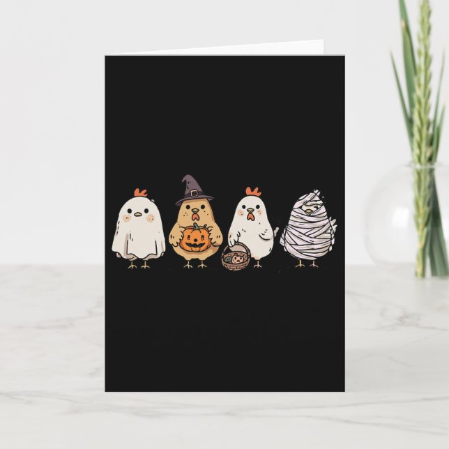 Carte Poulets fantômes drôles d'Halloween Poulet fantôme (Devant)