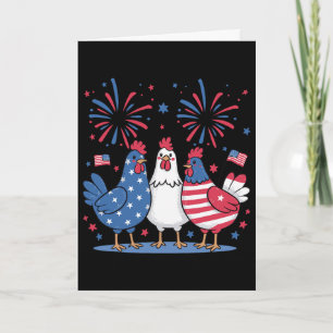 Carte Poulets Patriotes Drôles Drapeau Usa 4 Juillet Chi