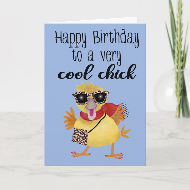 Carte Poulette de fête cool (Devant)