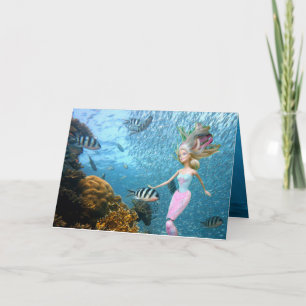 Carte Poupée célèbre habillée en sirène