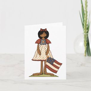 Carte Poupée de cerf patriotique fille Americana Folk