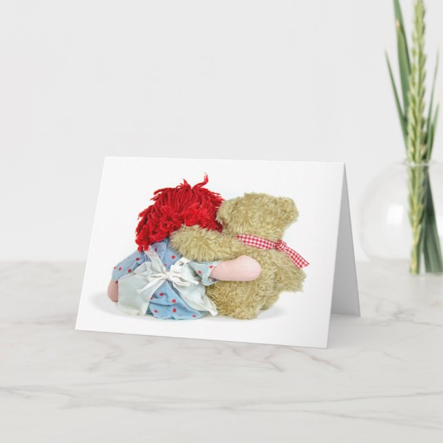 Carte Poupée de chiffon de la Saint-Valentin et ours en  (Devant)