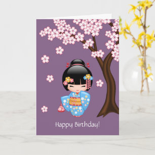 Carte Poupée de Maiko Kokeshi - anniversaire mignon de