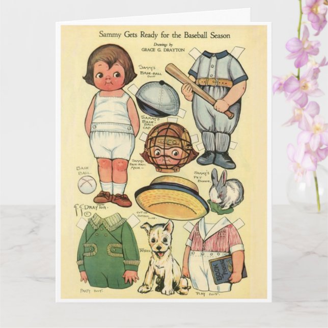 Carte Poupée en papier de baseball ⚾ Dolly Dingle reprod (Orchidée)