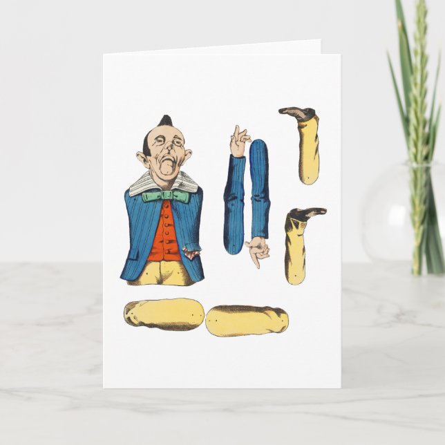 Carte poupée en papier vieil homme bizarre coupée (Devant)