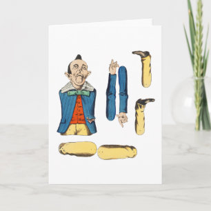 Carte poupée en papier vieil homme bizarre coupée