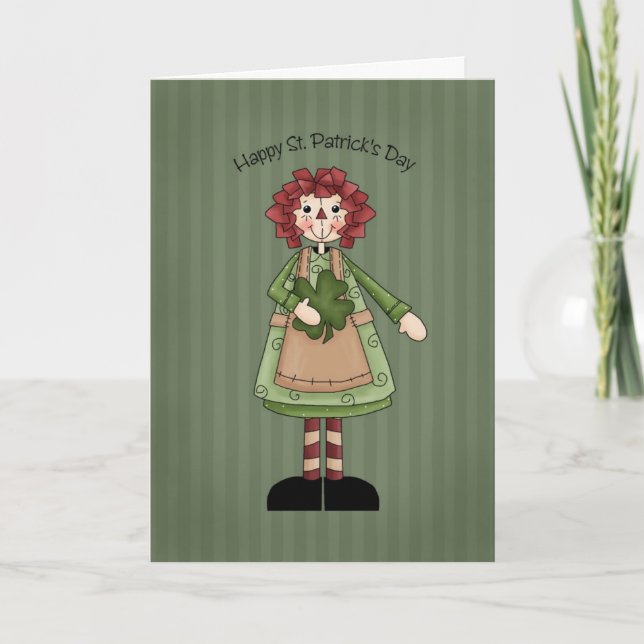 Carte Poupée Raggedy du jour de St Patrick (Devant)