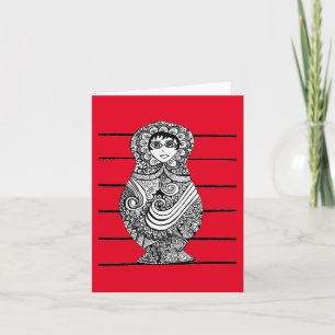 Carte Poupée russe noir et blanc