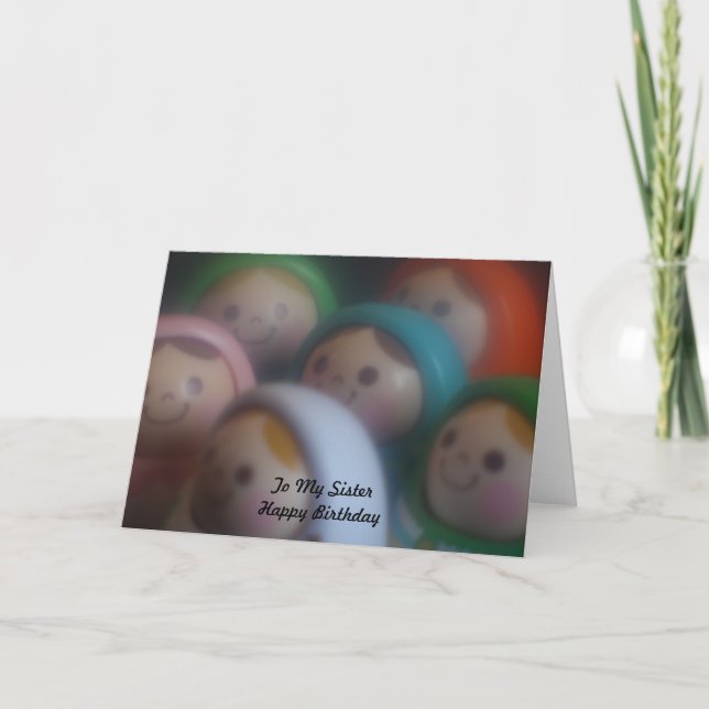 Carte Poupées avec les visages souriants à mon joyeux (Devant)