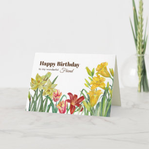 Carte Pour Ami à Anniversaire Fleur de printemps orange