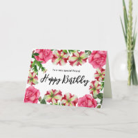 Pour Ami à l'aquarelle d'anniversaire Fleurs roses