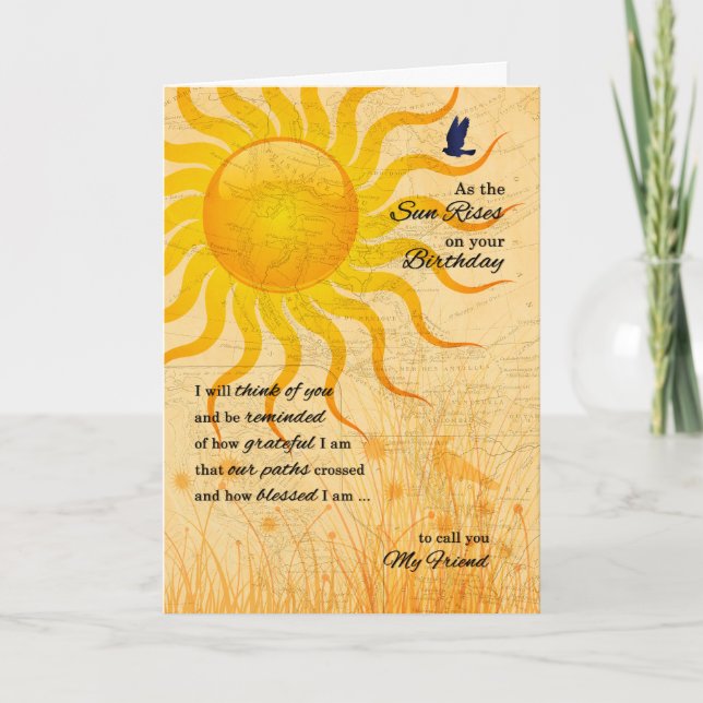 Carte pour Ami Sentimental Sun Rise Anniversaire (Devant)