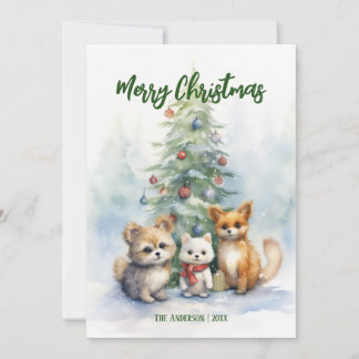 Carte pour animaux adorables de Noël Aquarelle