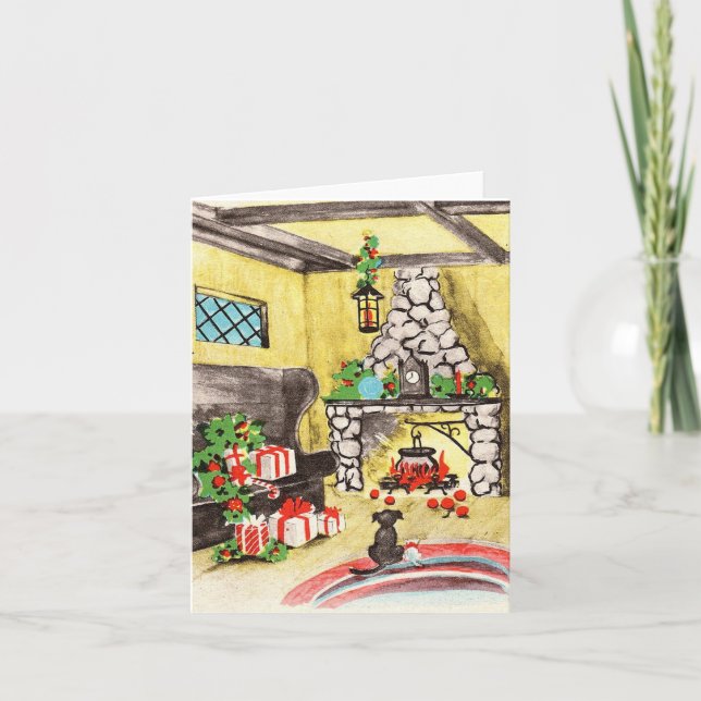 Carte pour animaux de Noël Vintage (Devant)