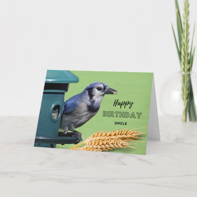 Carte Pour Anniversaire Oncle avec Jay Bleu à l'alimenta (Devant)