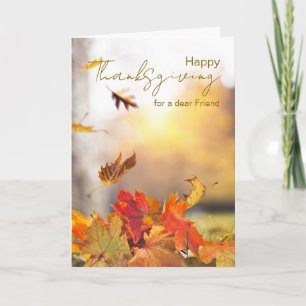 Carte Pour Bon thanksgiving ami avec feuilles d'automne