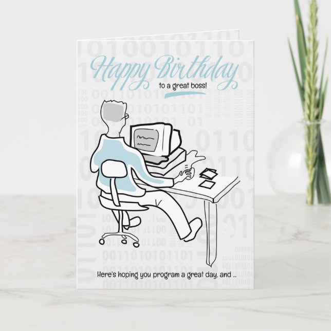 Carte pour Boss Funny Computer Guy Anniversaire (Devant)