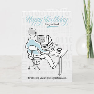 Carte pour Boss Funny Computer Guy Anniversaire