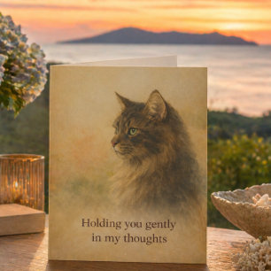 Carte pour chat "Pensées pour toi" Soutien doux