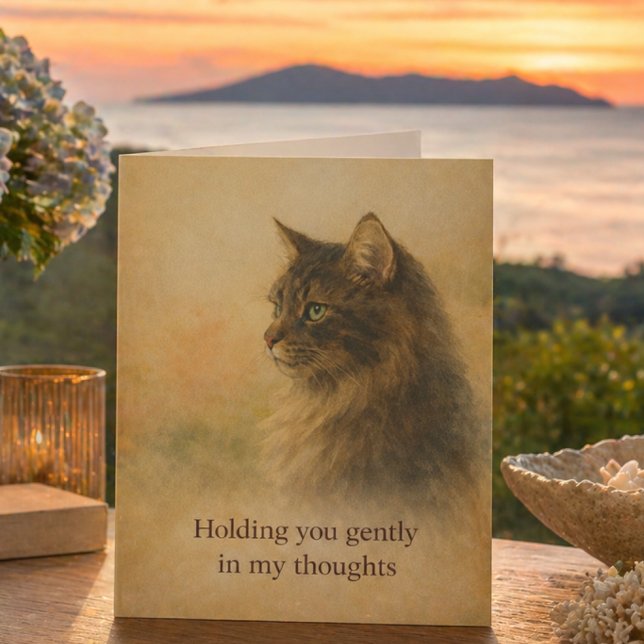 Carte pour chat "Pensées pour toi" | Soutien doux (Thoughtful sympathy card to show care, comfort and support when words matter most)