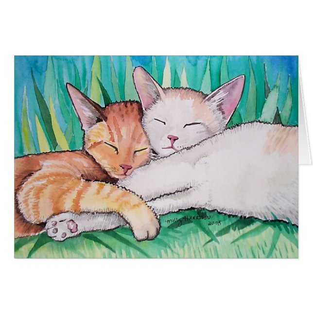 Carte pour chats couchés par Molly Harrison (Devant horizontal)