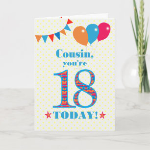 Carte Pour Cousin 18e Anniversaire Bunting et Balloons C