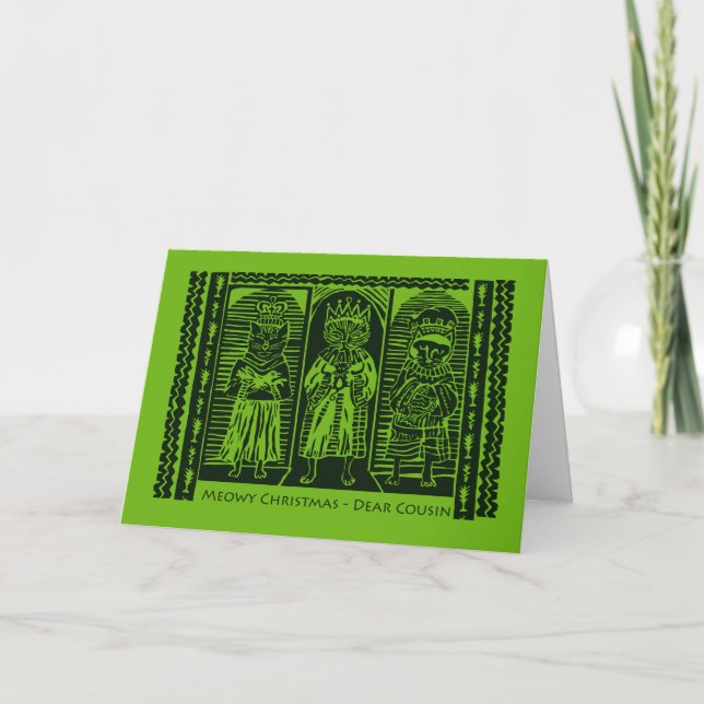 Carte Pour Cousin Meowy Noël Feline Magi Wise Cats (Devant)