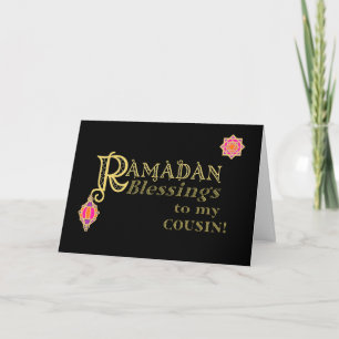 Carte Pour Cousin Ramadan Bénédiction Gold sur Noir